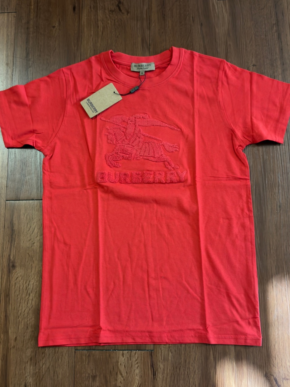Burberry Bright Red Embroidered Logo Tee